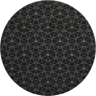 Piper Looms Mayfield Geometric AMF987 Black Machine Washable Area Rug Round Main Image