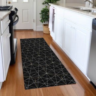Piper Looms Mayfield Geometric AMF987 Black Machine Washable Area Rug Runner Lifestyle Image Feature