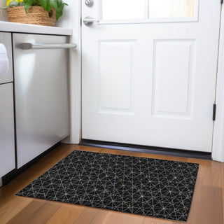 Piper Looms Mayfield Geometric AMF987 Black Machine Washable Area Rug Scatter Lifestyle Image Feature