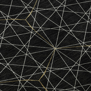 Piper Looms Mayfield Geometric AMF987 Black Machine Washable Area Rug Swatch Image