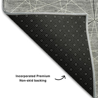 Piper Looms Mayfield Geometric AMF987 Gray Machine Washable Area Rug Backing Image