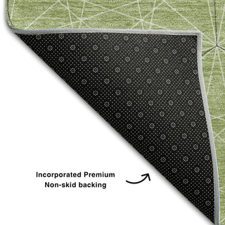 Piper Looms Mayfield Geometric AMF987 Green Machine Washable Area Rug Backing Image