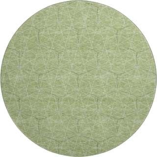 Piper Looms Mayfield Geometric AMF987 Green Machine Washable Area Rug Round Main Image