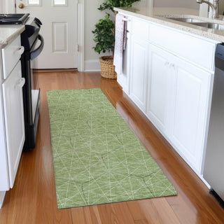 Piper Looms Mayfield Geometric AMF987 Green Machine Washable Area Rug Runner Lifestyle Image Feature