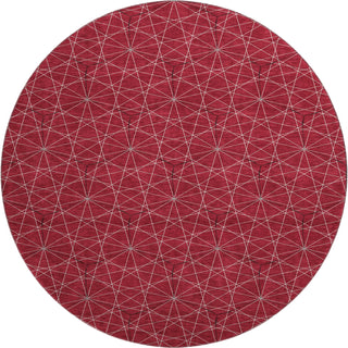 Piper Looms Mayfield Geometric AMF987 Red Machine Washable Area Rug Round Main Image