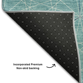 Piper Looms Mayfield Geometric AMF987 Teal Machine Washable Area Rug Backing Image