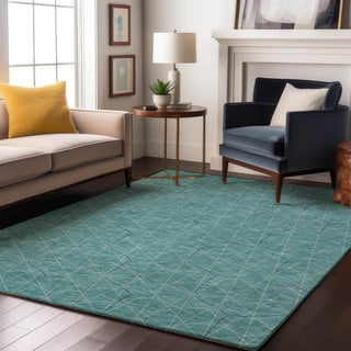 Piper Looms Mayfield Geometric AMF987 Teal Machine Washable Area Rug Lifestyle Image Feature