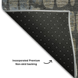 Piper Looms Mayfield Squares AMF988 Charcoal Machine Washable Area Rug Backing Image