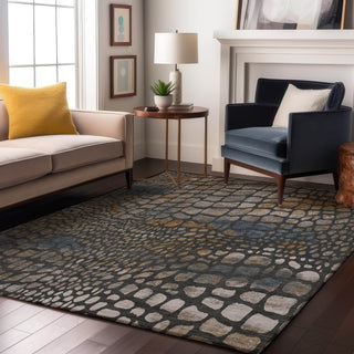 Piper Looms Mayfield Squares AMF988 Charcoal Machine Washable Area Rug Lifestyle Image Feature