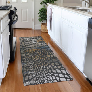 Piper Looms Mayfield Squares AMF988 Charcoal Machine Washable Area Rug Runner Lifestyle Image Feature
