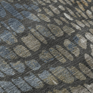 Piper Looms Mayfield Squares AMF988 Charcoal Machine Washable Area Rug Swatch Image