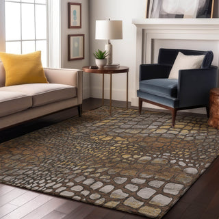 Piper Looms Mayfield Squares AMF988 Chocolate Machine Washable Area Rug Lifestyle Image Feature