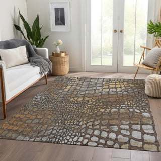 Piper Looms Mayfield Squares AMF988 Chocolate Machine Washable Area Rug Lifestyle Image Feature