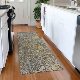 Piper Looms Mayfield Squares AMF988 Gold Machine Washable Area Rug Runner Lifestyle Image Feature
