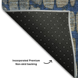 Piper Looms Mayfield Squares AMF988 Navy Machine Washable Area Rug Backing Image