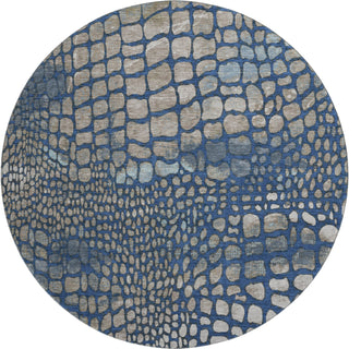 Piper Looms Mayfield Squares AMF988 Navy Machine Washable Area Rug Round Main Image