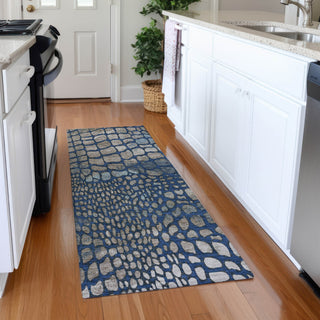 Piper Looms Mayfield Squares AMF988 Navy Machine Washable Area Rug Runner Lifestyle Image Feature