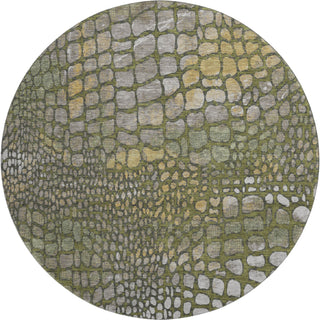 Piper Looms Mayfield Squares AMF988 Olive Machine Washable Area Rug Round Main Image