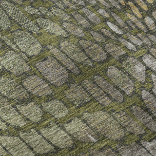 Piper Looms Mayfield Squares AMF988 Olive Machine Washable Area Rug Swatch Image