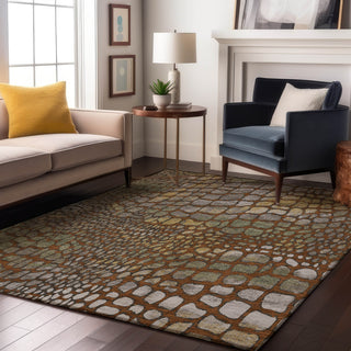 Piper Looms Mayfield Squares AMF988 Paprika Machine Washable Area Rug Lifestyle Image Feature
