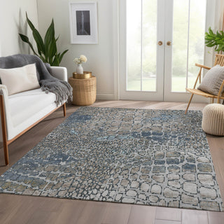Piper Looms Mayfield Squares AMF988 Silver Machine Washable Area Rug Lifestyle Image Feature