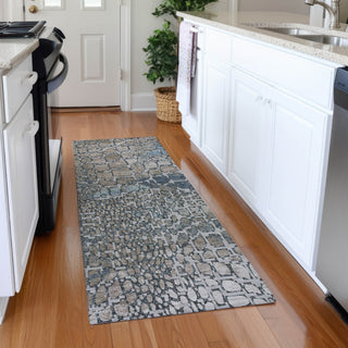 Piper Looms Mayfield Squares AMF988 Silver Machine Washable Area Rug Runner Lifestyle Image Feature