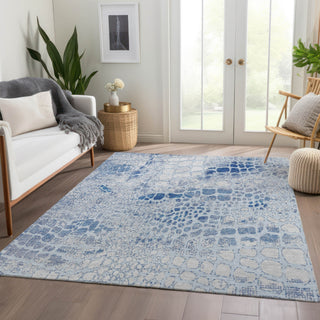 Piper Looms Mayfield Squares AMF988 Sky Machine Washable Area Rug Lifestyle Image Feature