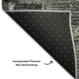 Piper Looms Mayfield Abstract AMF989 Black Machine Washable Area Rug Backing Image