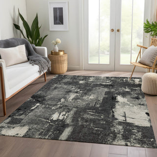 Piper Looms Mayfield Abstract AMF989 Black Machine Washable Area Rug Lifestyle Image Feature