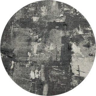 Piper Looms Mayfield Abstract AMF989 Black Machine Washable Area Rug Round Main Image
