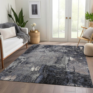 Piper Looms Mayfield Abstract AMF989 Charcoal Machine Washable Area Rug Lifestyle Image Feature