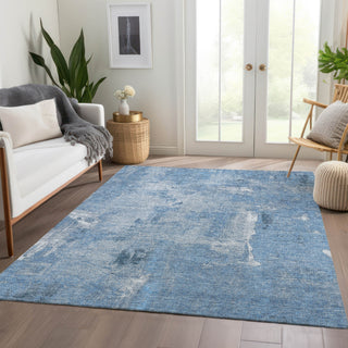 Piper Looms Mayfield Abstract AMF989 Denim Machine Washable Area Rug Lifestyle Image Feature