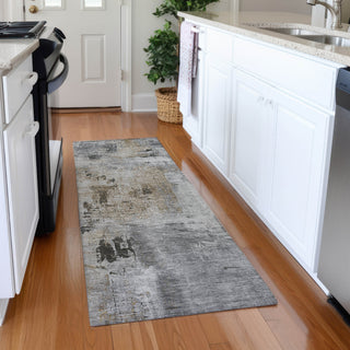 Piper Looms Mayfield Abstract AMF989 Gray Machine Washable Area Rug Runner Lifestyle Image Feature