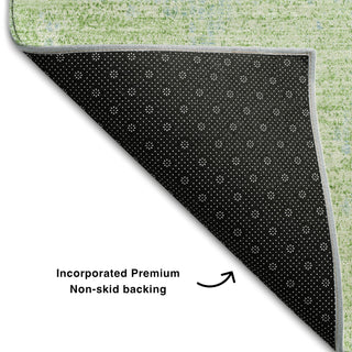 Piper Looms Mayfield Abstract AMF989 Green Machine Washable Area Rug Backing Image