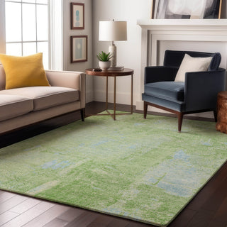 Piper Looms Mayfield Abstract AMF989 Green Machine Washable Area Rug Lifestyle Image Feature