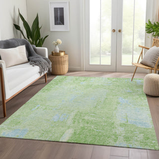 Piper Looms Mayfield Abstract AMF989 Green Machine Washable Area Rug Lifestyle Image Feature