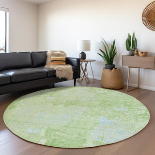 Piper Looms Mayfield Abstract AMF989 Green Machine Washable Area Rug Round Lifestyle Image Feature