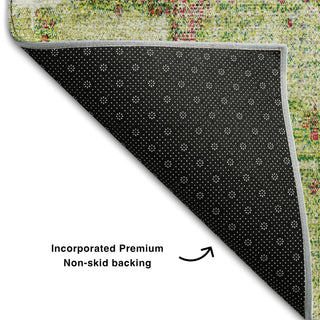 Piper Looms Mayfield Abstract AMF989 Lime Machine Washable Area Rug Backing Image