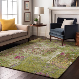 Piper Looms Mayfield Abstract AMF989 Lime Machine Washable Area Rug Lifestyle Image Feature