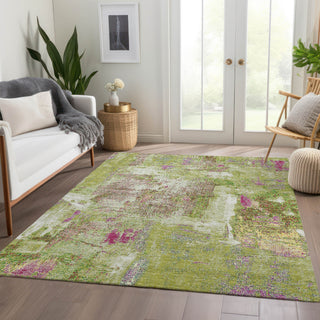 Piper Looms Mayfield Abstract AMF989 Lime Machine Washable Area Rug Lifestyle Image Feature