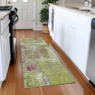 Piper Looms Mayfield Abstract AMF989 Lime Machine Washable Area Rug Runner Lifestyle Image Feature