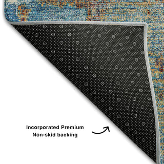Piper Looms Mayfield Abstract AMF989 Navy Machine Washable Area Rug Backing Image