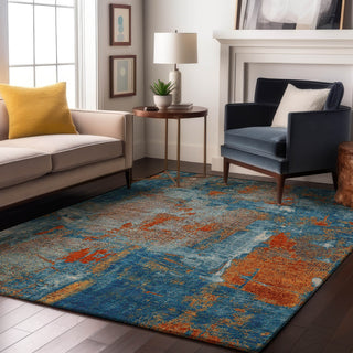 Piper Looms Mayfield Abstract AMF989 Navy Machine Washable Area Rug Lifestyle Image Feature