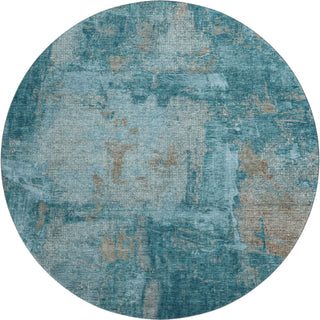 Piper Looms Mayfield Abstract AMF989 Teal Machine Washable Area Rug Round Main Image
