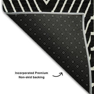 Piper Looms Mayfield Geometric AMF990 Black Machine Washable Area Rug Backing Image