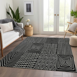 Piper Looms Mayfield Geometric AMF990 Black Machine Washable Area Rug Lifestyle Image Feature