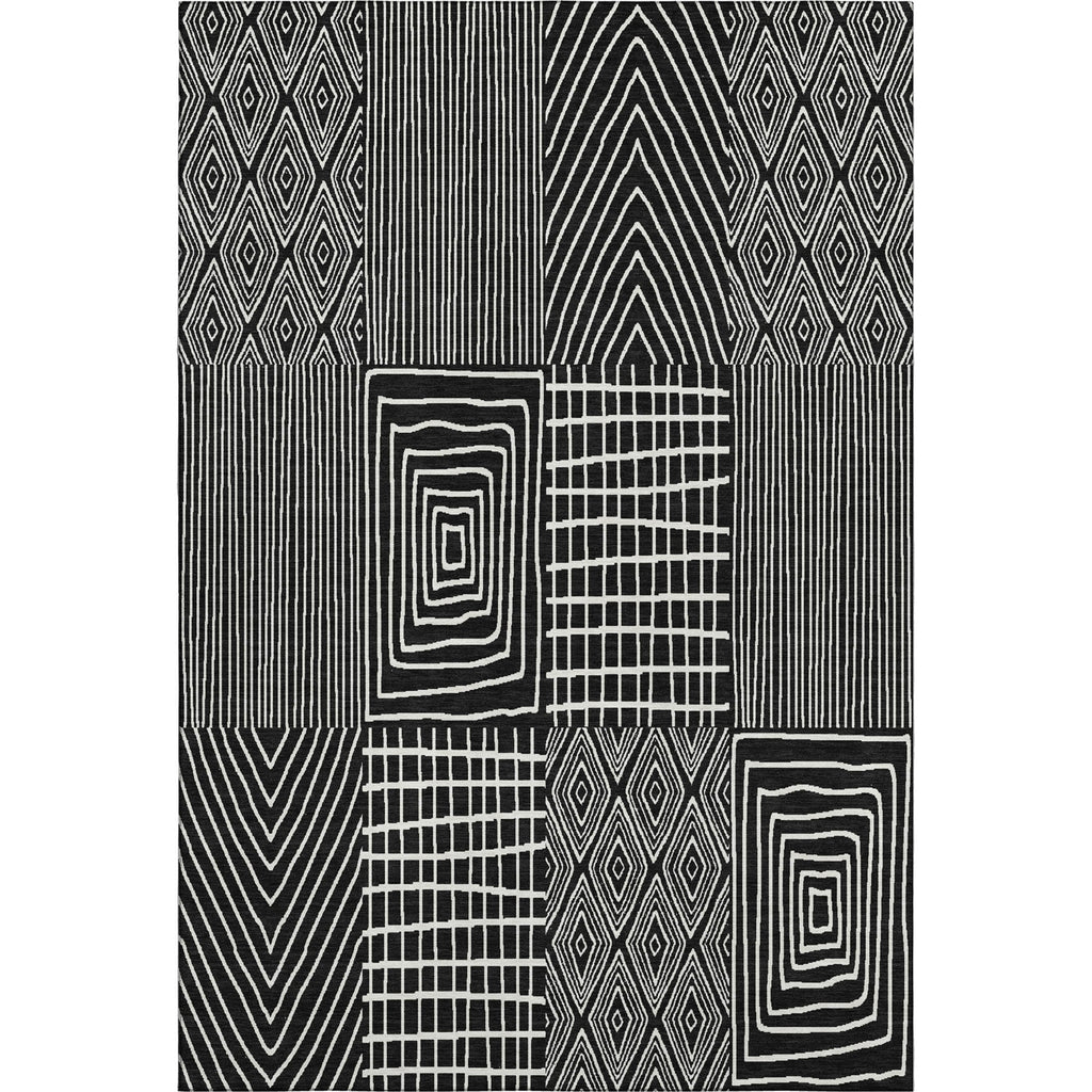 Piper Looms Mayfield Geometric AMF990 Black Machine Washable Area Rug main image