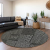 Piper Looms Mayfield Geometric AMF990 Black Machine Washable Area Rug Round Lifestyle Image Feature