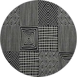 Piper Looms Mayfield Geometric AMF990 Black Machine Washable Area Rug Round Main Image
