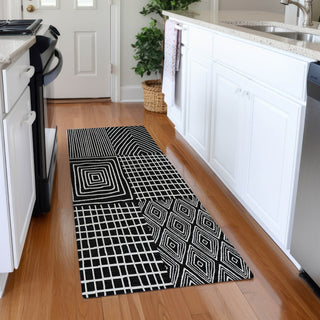 Piper Looms Mayfield Geometric AMF990 Black Machine Washable Area Rug Runner Lifestyle Image Feature